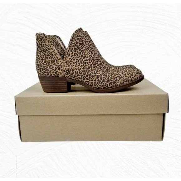 Lucky Brand Animal Print Leather Block Heel Bootie Women's Size 5